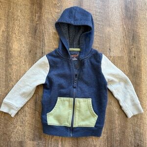 Cat & Jack Navy and Beige Hoodie with Green Pocket